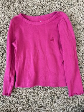 GAP Girls Bright Pink Ribbed Long Sleeve Top